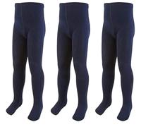 SOHOBABY™ Pack Of THREE Back To School Girls Cotton Blend Tights (UK, Age, 11 Years, 12 Years, Regular, Navy Blue)