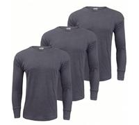 SOHOBABY™ Pack Of THREE Mens Grey Black White Thermal Long Johns Thermal Long Sleeve Tops (Grey, Large (41-43 inches))