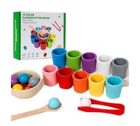 Sohodoo Counting & Color Matching Game - Rainbow Balls in Cups, Classification Cup Fun, Hands-On Math Sensory Toy