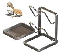 Sohodoo Kitchen Pot Lid Holder Organizer Storage Rack Drip Tray On Counter for Cooking,Utensils Pan Pots Cover Rack Shelf(Black,Double-layer)