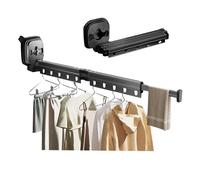 Sohodoo Suction Cup Wall Mounted Clothes Drying Rack, Aluminum Retractable for Balcony, Laundry Room or Bathroom(Black,Two Paragraphs)