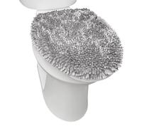 SoHome Spa Step Luxury Plush Chenille Shag Machine Washable Ultra Soft Standard Toilet Lid Cover 17.5"x13.5" Light Gray