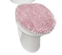 SoHome Spa Step Luxury Plush Chenille Shag Machine Washable Ultra Soft Standard Toilet Lid Cover 18.5"x19.6" Blush