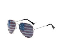 SOHUPAC American Flag Glasses USA Flag Mirror Aviator Sunglasses For 4th Of July Independence Day Patriotic Decorations, Silver, 1 Pieces