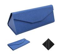 SOHUPAC Foldable Glasses Case With Clean Cloth, PU Portable Sunglasses Case, Magnetic Folding Hard Case Eyeglasses Protection, Blue, One Size