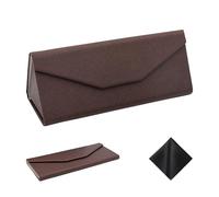 SOHUPAC Foldable Glasses Case With Clean Cloth, PU Portable Sunglasses Case, Magnetic Folding Hard Case Eyeglasses Protection, Deep Coffee, One size