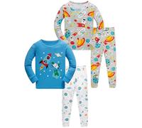 SOIBEEN Boys Pyjama Set Long Sleeve Rockets Pajamas T-Shirt & Shorts Loungewear PJs for Kids Sleepwear Nightwear 4 Years