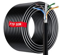 Soibke 50m Ethernet Network Bulk Cable | FTP 23AWG Shielded Gigabit Anti-jamming Internet Cable Outdoor Weatherproof | Cat 6, Copper Core, RJ45 | Colour White (50 Meters)