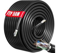Soibke 50m Ethernet Network Bulk Cable | FTP 23AWG Shielded Gigabit Anti-jamming Internet Cable Outdoor Weatherproof | Cat 6, Copper Core, RJ45 | Colour White (50 Meters)