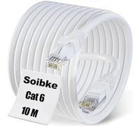 Soibke Cat 6 Ethernet Cable 10m, High Speed Internet Cable 10 Meter Gigabit 1000Mbit/s Long Network Wlan Cable, White RJ45 UTP Patch Cord for Router Modem