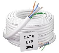 Soibke Cat 6 Ethernet Cable 30m - Weatherproof LAN Network High Speed Gigabit RJ45 UTP 23AWG Installation for Internet - White