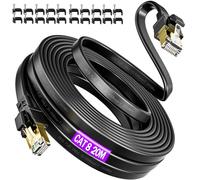 Soibke Cat 8 Ethernet Cable 20m Black Internet Cable 20 Meter Shielded Flat