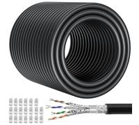 Soibke Ethernet Cable 100m, High Speed Bulk Cat 7 Internet Cable 100 Meters, Long Lan Network Cable Shielded SFTP Outdoor, RJ45 Waterproof Anti-interference Patch Cable Black for PC Router
