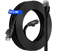 Soibke Ethernet Cable 10m Cat 6 Flat Long Ethernet Cable 10m High Speed Gigabit Internet Cable 10/100/1000Mbps Lan Cable UTP For Home/Router/Switch(10 Clips), Faster Than Cat 5/Cat 5E/False Cat 7