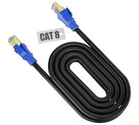 Soibke Ethernet Cable 10m High Speed, Cat 8 Internet Cable 10m, Long Network Cable Outdoor Indoor Waterproof Patch Wifi Cable Black SFTP Shielded RJ45 LAN Cable for Router (10 Clips)