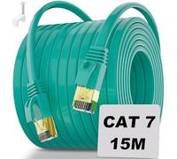 Soibke Ethernet Cable 15m, Long Ethernet Cable 15m Cat 7 High Speed Flat Internet Cable, Gigabit FTP Shielded LAN Network Cable 15 Meter, RJ45 Patch Cord for Router PS4/5 (15 Clips)