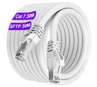 Soibke Ethernet Cable 30m Cat 7, Internet Cable High Speed Wifi Cable SFTP Shielded Network 10Gbps Gigabit Weatherproof 24AWG White Wlan Patch LAN Cable Indoor for Router Modem