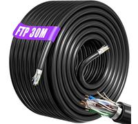 Soibke Ethernet Cable 30m Outdoor, High Speed Internet Network Cable Bulk Shielded | FTP Gigabit Anti-jamming Flame Retardant Weatherproof Direct Burial LAN Cable | Cat6, 23AWG, RJ45