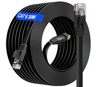 Soibke Ethernet Cable 30m Outdoor & Indoor, Long Ethernet Cable High Speed, Cat 6 Flat Gigabit Anti-Interference Internet Cable, For Home/Router/Switch(30 Clips) - Faster Than Cat5/Cat 5E/False Cat 7