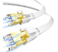 Soibke Ethernet Cable 3m, Cat 8 High Speed Flat Internet Lan Cable 3 Meters 40Gbps 2000MHz, Shielded White RJ45 Network Cable Gigabit Patch Cord for Router Modem