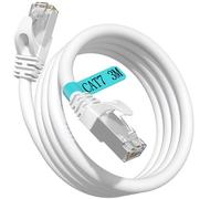 Soibke Ethernet Cable 3m, White Cat 7 Internet Cable High Speed Network Cable 600MHz 10Gbps Shielded Wifi Cabls 24AWG Patch Cables RJ45 LAN Cable Outdoor Wlan Cables for PS5/4 Router Modem