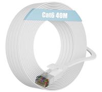 Soibke Ethernet Cable 40m High Speed Cat 6 Internet Cable Flat Wlan Long White