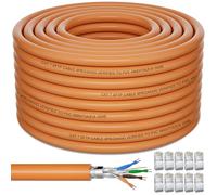 Soibke Ethernet Cable 60m High Speed, Cat 7 Internet Cable 60m Outdoor Shielded, Bulk Waterproof LAN Cable Gigabit 10Gbps Extra Long Wlan Network Cable S/FTP 24AWG LSZH