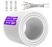 Soibke Ethernet Cable 60meter High Speed White Cat7 Internet Cable 60m Long
