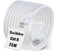 Soibke Internet Cable 25m, Cat 6 Ethernet Cable 25m, RJ45 Network Cable Outdoor Indoor, High Speed UTP Lan Cable Gigabit Waterproof White Patch Cord for Router Modem