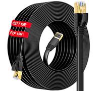 Soibke Long Internet Cable 15m Cat 7, Outdoor Ethernet Cable 15m High Speed Waterproof, S/FTP - 10Gbps (15 FREE Clips) - Faster than Cat 6/Cat 5, Lan Cable for PS4 PS3 PS5/Switch/Router/Modem…