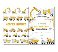 Soiceu Cute Construction 2nd Birthday Party Invitations with Envelopes Set of 20 Dump Truck Digger Construction 2 Years Old Second Birthday Party Invites for Boys