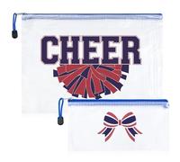 SOIDRAM 2 Pcs Cheer Bag Cheer Makeup Bag Gifts Zipper Pouch Makeup Case Cheerleader Accessories Snack Bags Bulk for Cheerleading Party Supplies, CHEER BOW Navy/Red