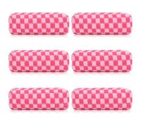 SOIDRAM 6 Pcs Checkered Makeup Bag Preppy Cosmetic Bag Bulk Makeup Pouch Personalize Travel Toiletry Bag Organizer Cute DIY Makeup Brushes Storage Bag for Women, Rose red, Rose Red
