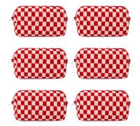 SOIDRAM Checkered Makeup Bag Preppy Cosmetic Bag Bulk Red checkered