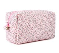 SOIDRAM Cosmetic Bag Cute Puffy Coquette Makeup pouch Aesthetic Large Travel Toiletry Bag, PINK DITSY, M, M-pink Ditsy Makeup Bag