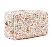 SOIDRAM Cosmetic Bag Cute Puffy Coquette Makeup pouch Aesthetic Large Travel Toiletry Bag, PINK GREEN FLORAL, S, S-pink Green Makeup Bag