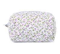 SOIDRAM Cosmetic Bag Cute Puffy Coquette Makeup pouch Aesthetic Large Travel Toiletry Bag, PURPLE FLORAL, S, S-purple Makeup Bag