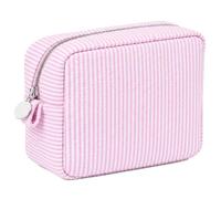 SOIDRAM Makeup bag Cosmetic Bag for Women Travel Makeup Pouch, Seersucker Pink, Classic