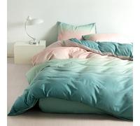 Soifox Bed Linen 200 x 200 cm Green Bed Linen Sets Microfibre Duvet Cover 200 x 200 cm with 2 Pillowcases Non-Iron and Wrinkle-Free Modern Duvet Cover with Zip