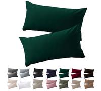 Soifox Cushion Cover 40 x 70 cm, Set of 2, Dark Green Pillowcase for Pillows 40 x 70 cm, 100% Microfibre Resistant and Hypoallergenic Cushion Covers with Zip