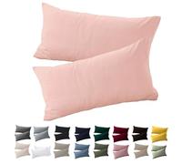 Soifox Cushion Cover 40 x 80 cm, Set of 2 - Pillowcase 40 x 80 cm, Cherry Blossom Pink, 100% Microfibre, Non-Iron and Wrinkle-Free with Zip