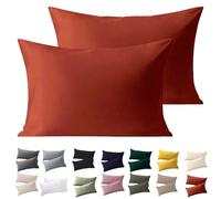 Soifox Pillow Cases 2 Pack, Burnt Orange Pillowcases with Envelope Closure, 100% Brushed Microfiber House Wife Pillow Covers Wrinkle and Stain Resistant, Standard Size 50x75 cm