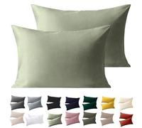 Soifox Pillow Cases 2 Pack, Sage Green Pillowcases with Envelope Closure, 100% Brushed Microfiber House Wife Pillow Covers Wrinkle and Stain Resistant, Standard Size 50x75 cm