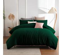 Soifox Super King Duvet Cover Set - Dark Green Bedding Set Superking Size Bed with Zipper Closure, Soft Microfiber Quilt Cover with 2 Pillowcases