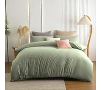 Soifox Super King Duvet Cover Set - Sage Green Bedding Set Superking Size Bed with Zipper Closure, Soft Microfiber Quilt Cover with 2 Pillowcases