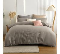 Soifox Super King Duvet Cover Taupe - Microfiber Solid Superking Bedding Duvet Cover Set with 2 Matching Pillowcases, Ultra Soft Non Iron Breathable (Super King (220 x 260 cm))