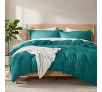 Soifox Super King Duvet Cover Teal, Microfiber Solid Superking Bedding Duvet Cover Set with 2 Matching Pillowcases, Ultra Soft Non Iron Breathable (Super King (220 x 260 cm))
