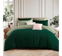Soifox Superking Duvets Sets Dark Green and Sage Green, 3 Piece Microfiber Reversible Super King Bedding Bed Sets, Soft and Non Iron Quilt Duvet Covers with 2 Pillowcases 50x75cm