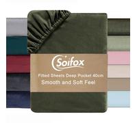 Soifox Velvet Warm Fitted Sheet Double Size - Olive Green Winter Fitted Bed Sheet with Extra Deep Pocket 16 Inches(40cm), Soft Flannel Bottom Sheet Double Bed 135 X 190 cm