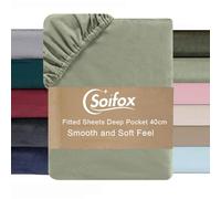 Soifox Velvet Warm Fitted Sheet Double Size - Sage Green Winter Fitted Bed Sheet with Extra Deep Pocket 16 Inches(40cm), Soft Flannel Bottom Sheet Double Bed 135 X 190 cm